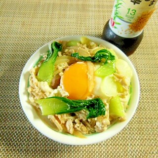 【中華ごま】ツナと玉ねぎとチンゲン菜の卵とじ丼♪